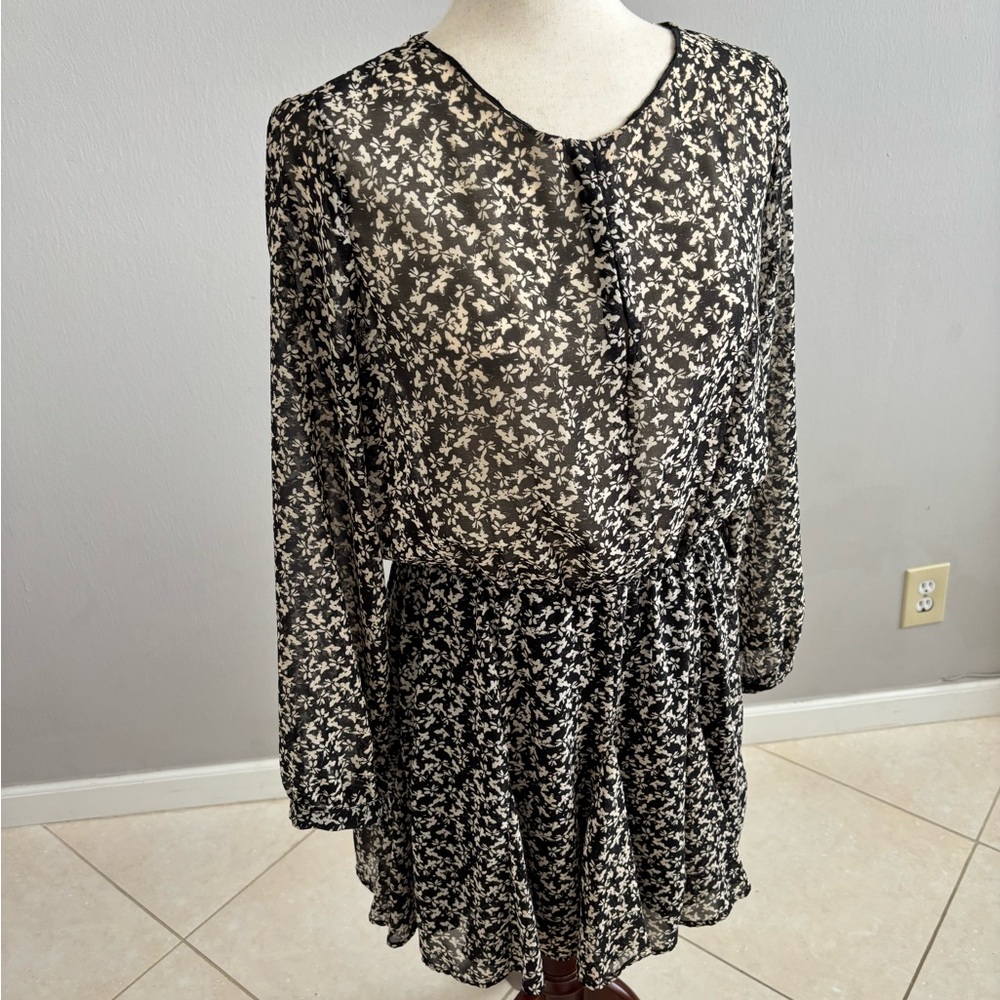 Zara Black and White Floral Mini Dress